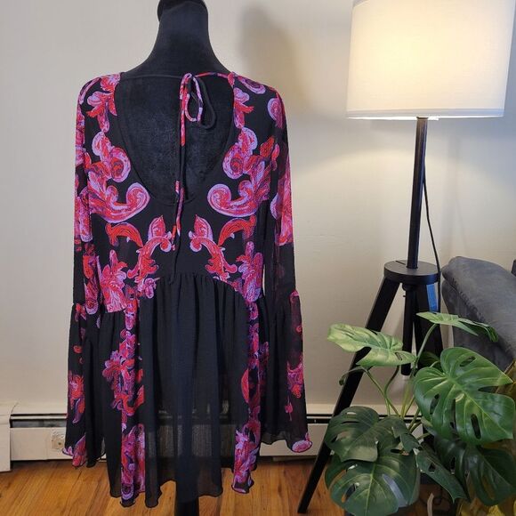 Free People Women's Pink & Black Dress - Picture 4 of 16